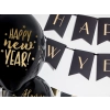 Silvestrski baloni 30 cm, črni z napisom Happy New Year, 6 kos