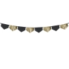 Črno-zlata praznična girlanda, 3 m – papirnat okras za zabave