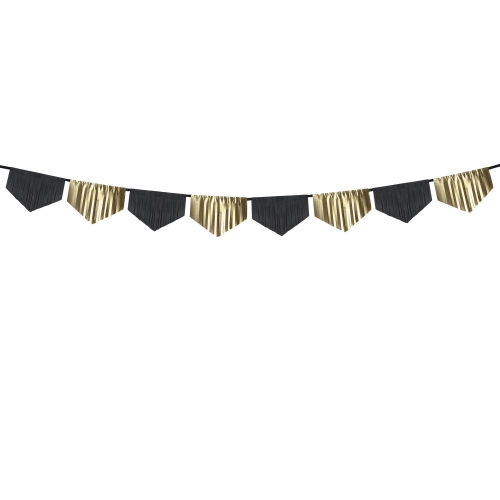 Fekete-arany ünnepi girland, 3 m – papír dekoráció bulikra