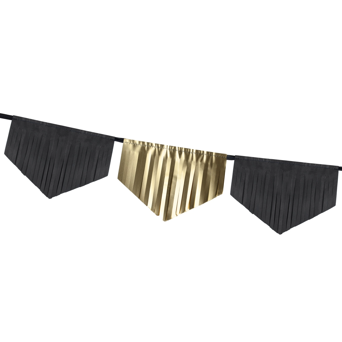 Črno-zlata praznična girlanda, 3 m – papirnat okras za zabave
