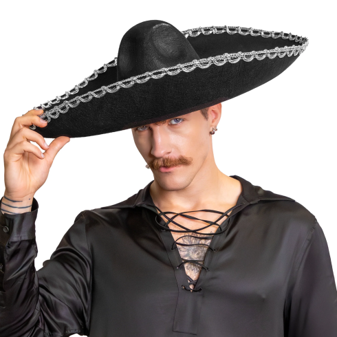 Sombrero mexický klobúk so strieborným lemom na párty