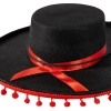Sombrero party klobúk s brmbolcami čierny