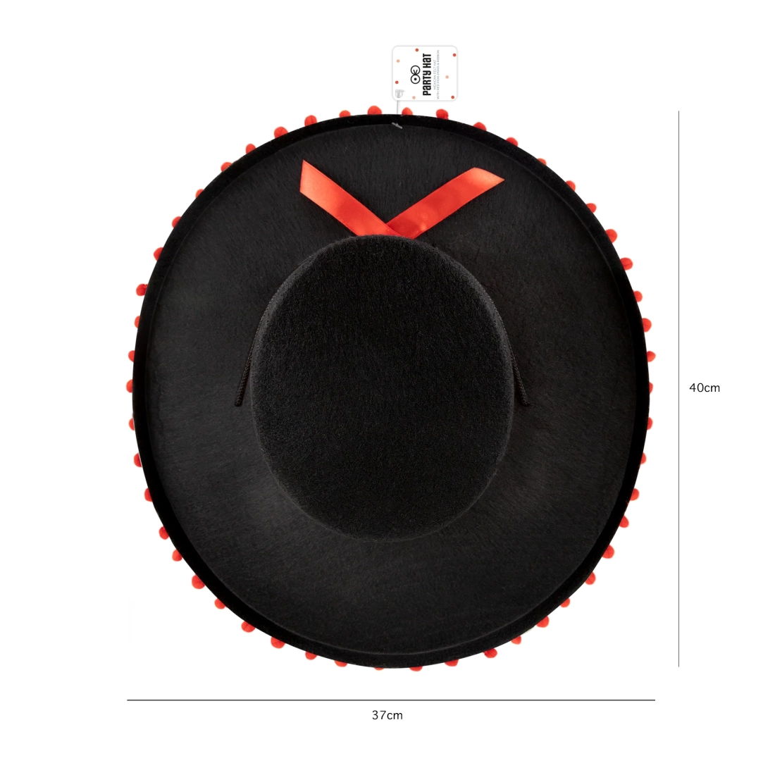 Sombrero party klobúk s brmbolcami čierny