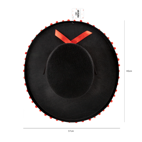 Sombrero party klobúk s brmbolcami čierny