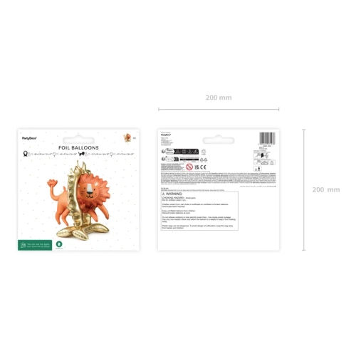Álló fólia lufidekoráció – Oroszlán 97x97 cm, arany és narancs színben