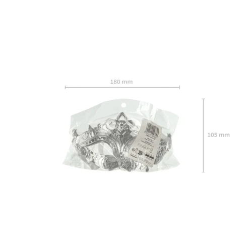 Mască de carnaval argintie pentru față 17x9 cm cu model elegant