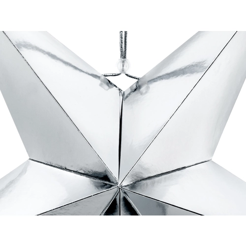 Srebrna papirnata zvezda 70 cm za obešanje – zrcalni učinek, DIY