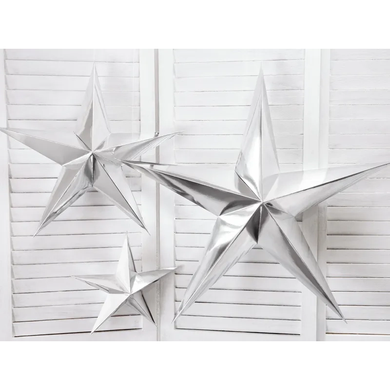 Srebrna papirnata zvezda za obešanje, 45 cm, DIY dekoracija
