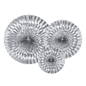 Srebrni dekorativni rozeti za zabavo, 3 kosi, zrcalni učinek