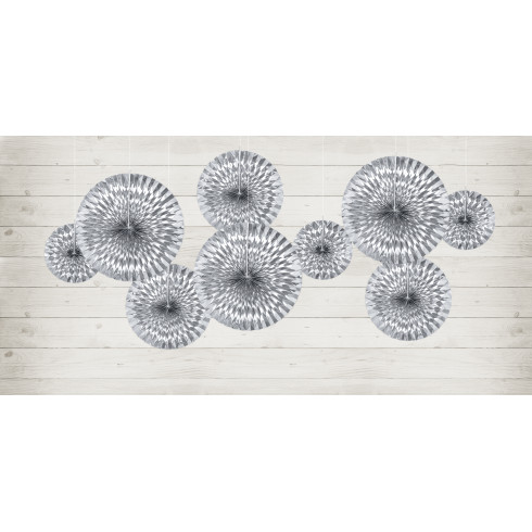 Srebrni dekorativni rozeti za zabavo, 3 kosi, zrcalni učinek