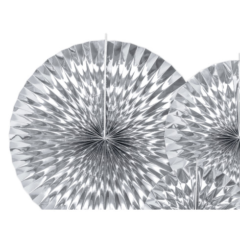 Srebrni dekorativni rozeti za zabavo, 3 kosi, zrcalni učinek