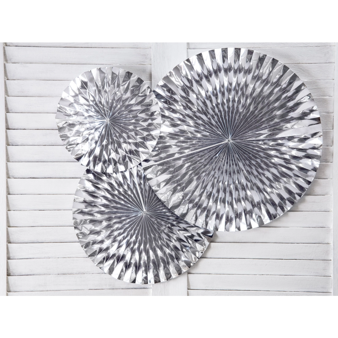 Ezüst dekorációs rozetta szett, 3 db, tükörhatás