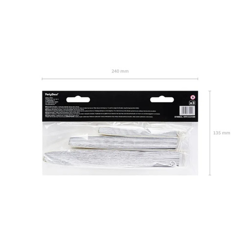 Srebrni dekorativni rozeti za zabavo, 3 kosi, zrcalni učinek