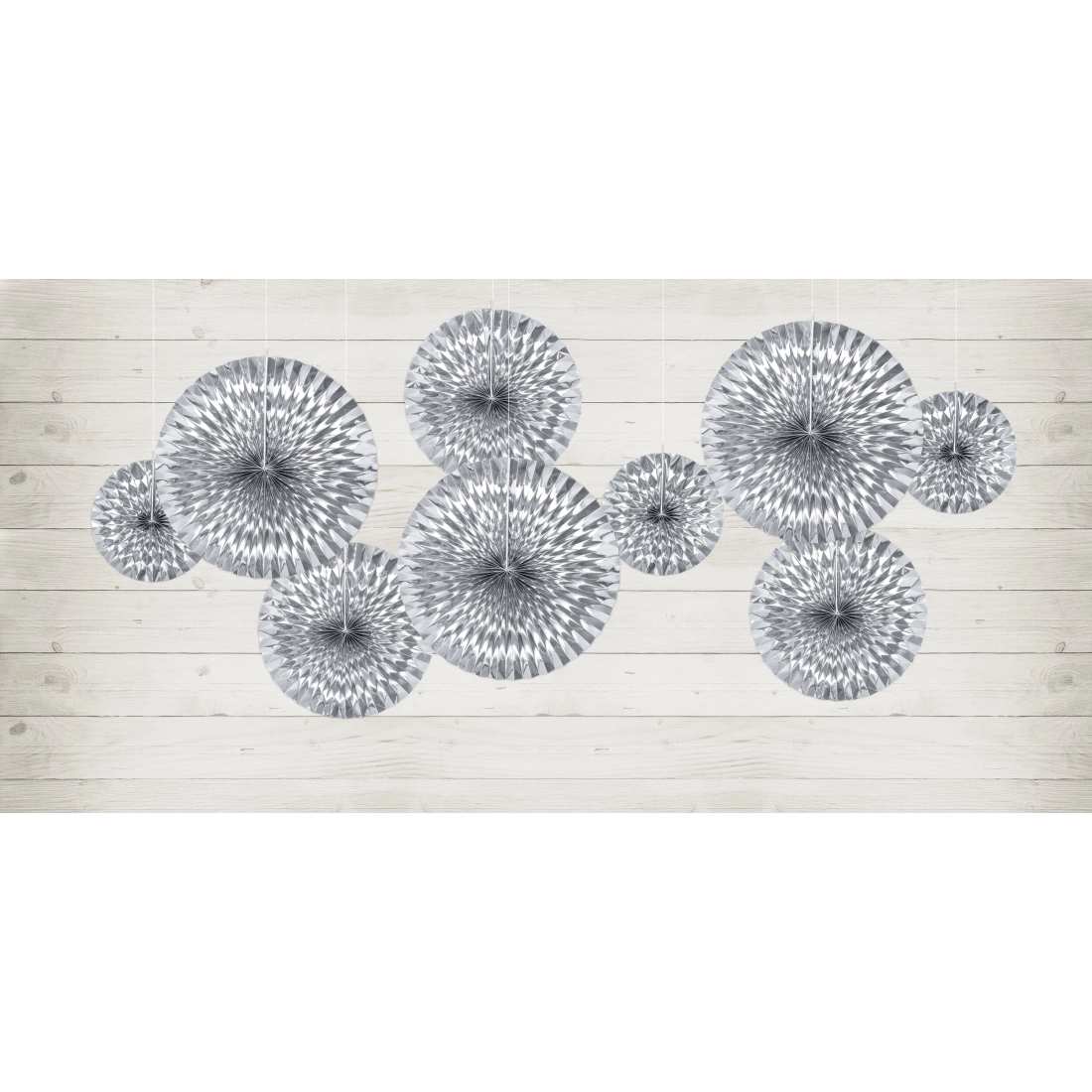Srebrne dekorativne rozete za obešanje, 3 kosi, zrcalni učinek