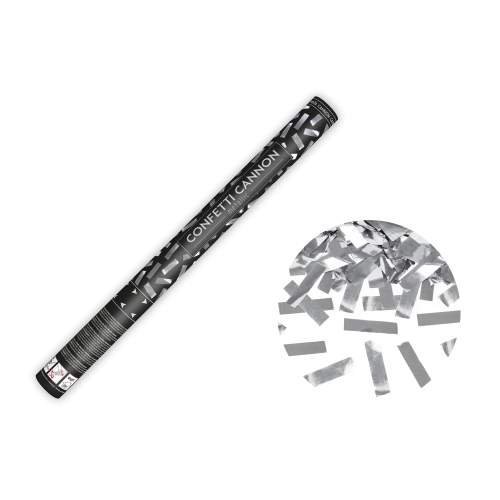 Strieborné konfety delo 60 cm – metalický efekt