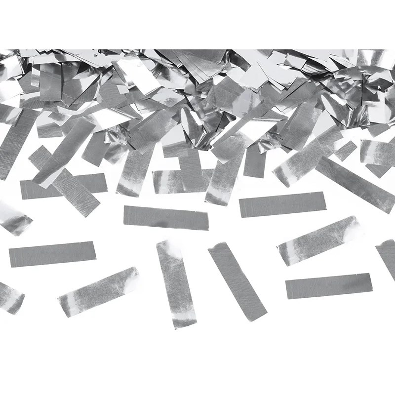 Srebrni konfeti top 60 cm – kovinski učinek