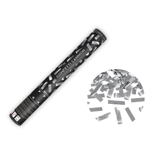 Confetti argintii în tub de 40 cm – efect metalic