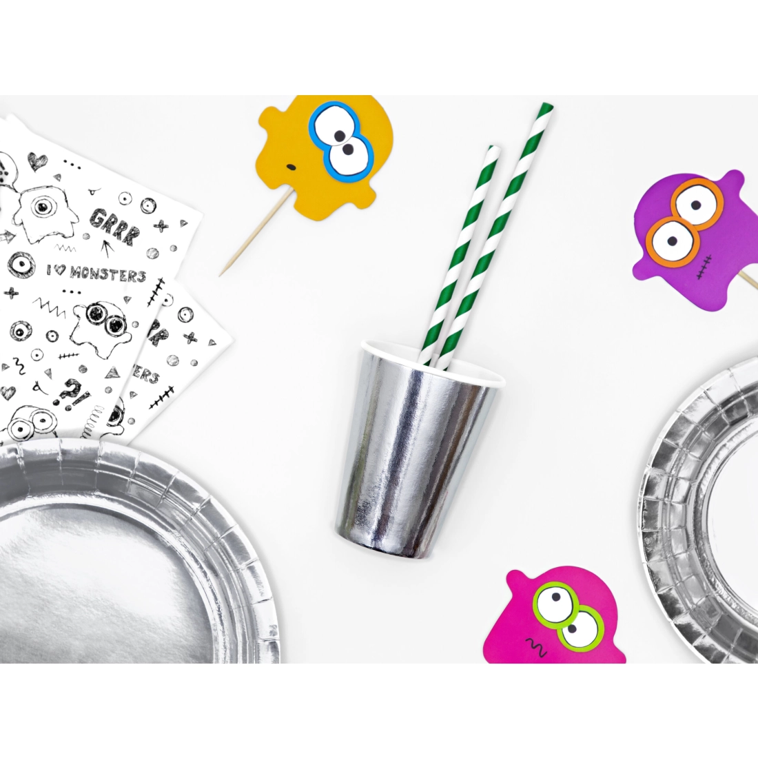 Srebrni papirnati kozarčki 220 ml – 6 kosov, okolju prijazni za zabave