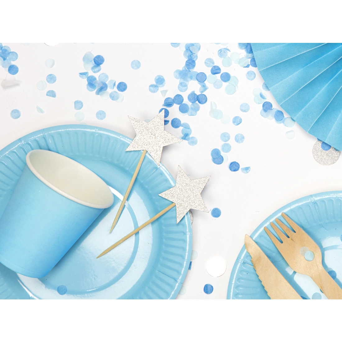 Srebrni bleščeči zapiči za cupcakes Zvezde, 6 kosov, 11,5 cm