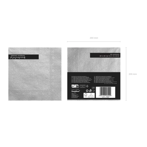 Strieborné trojvrstvové servítky 40x40 cm – 20 ks