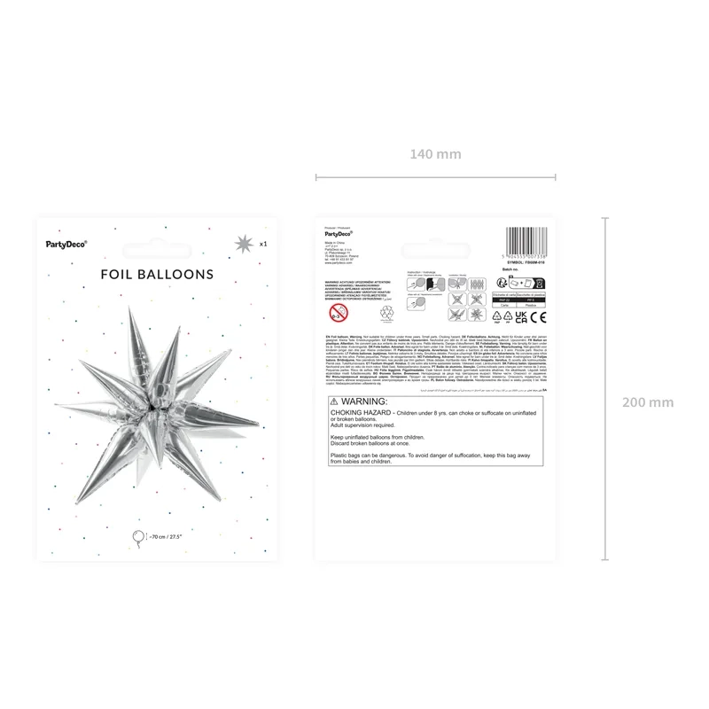 Srebrni 3D folijski balon zvezda 70 cm – bleščeč okras za zabavo