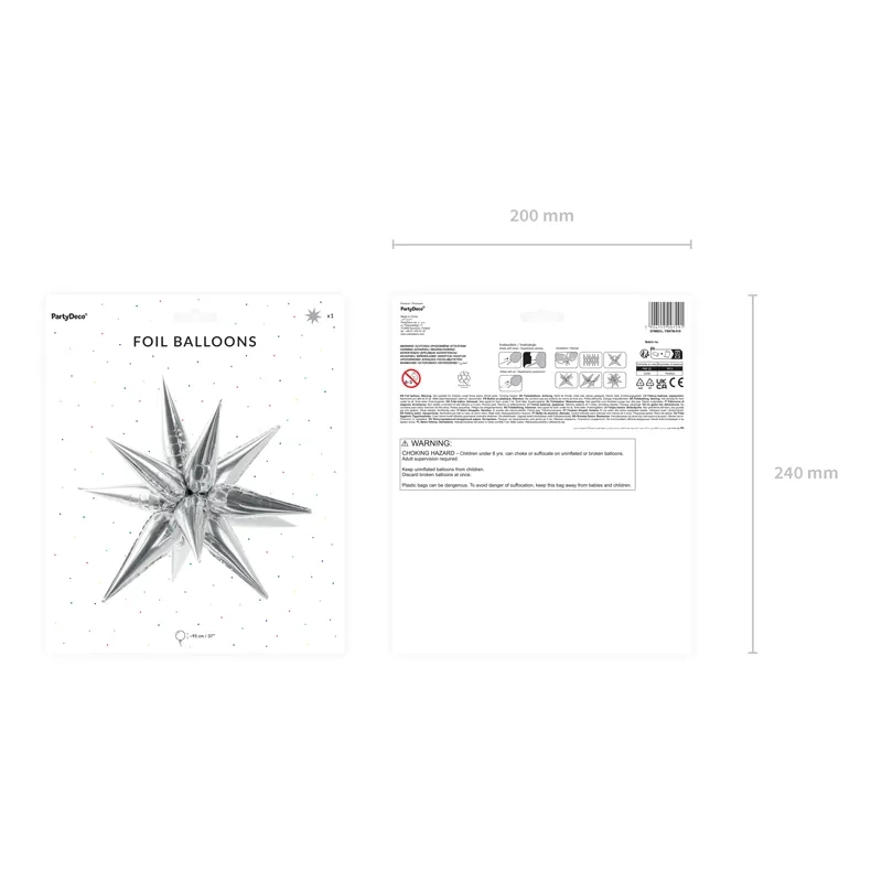 Srebrni 3D folijski balon zvezda 95 cm – bleščeč okras za zabavo