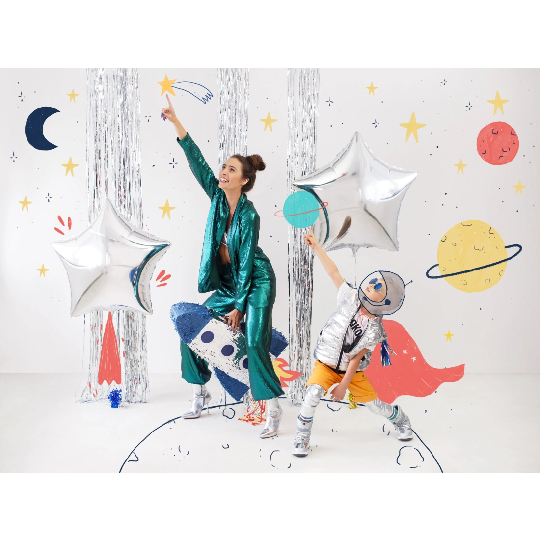 Srebrni folijski balon zvezda 70 cm – kovinski dekorativni balon