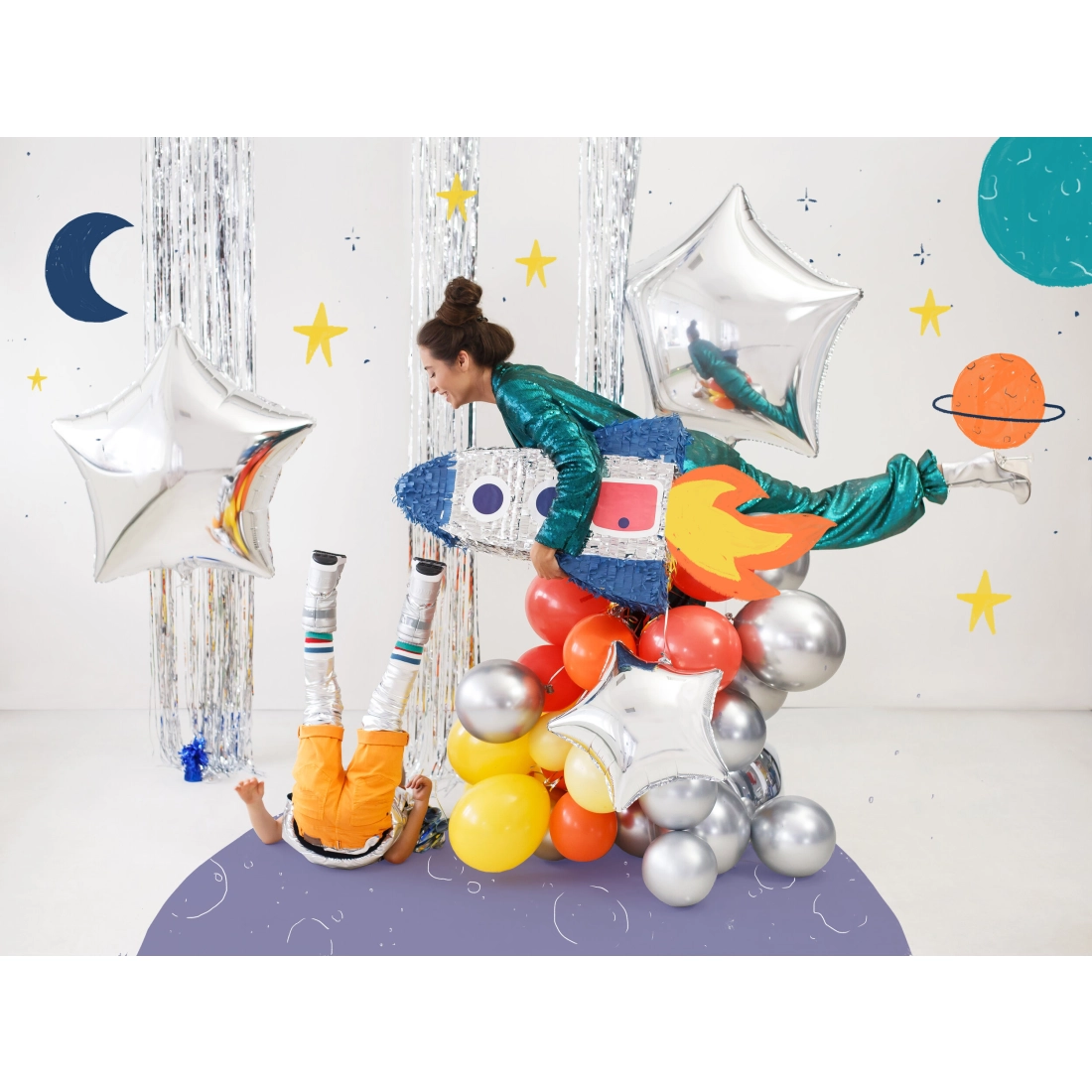 Srebrni folijski balon zvezda 70 cm – kovinski dekorativni balon