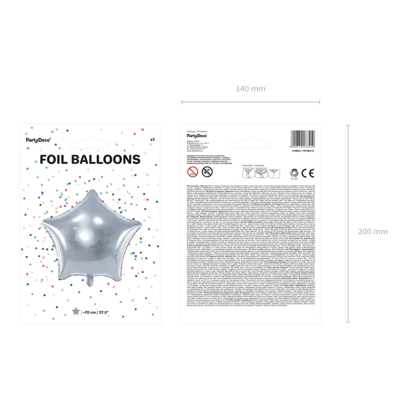 Srebrni folijski balon zvezda 70 cm – kovinski dekorativni balon