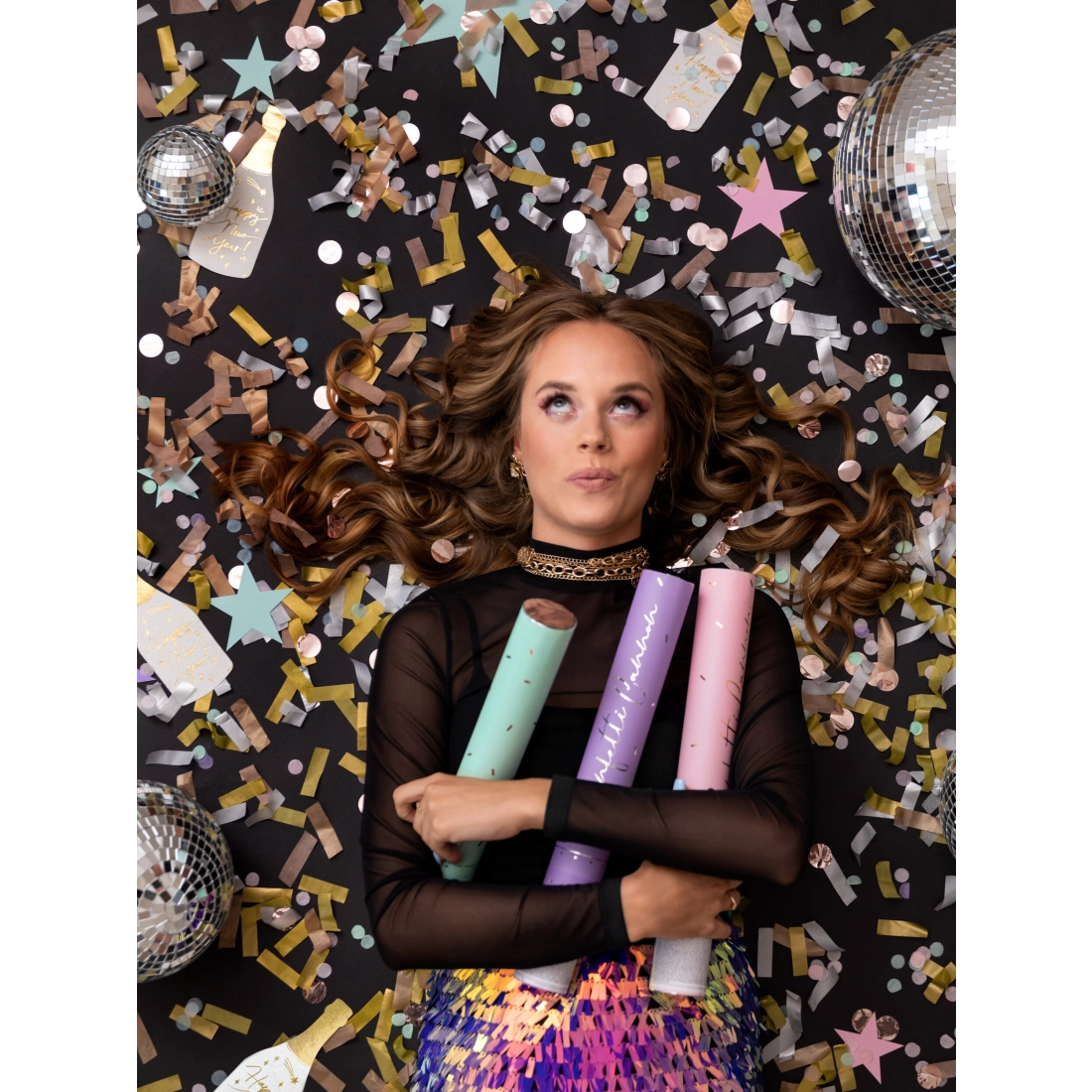 Srebrni konfeti top 40 cm – papirnati konfeti