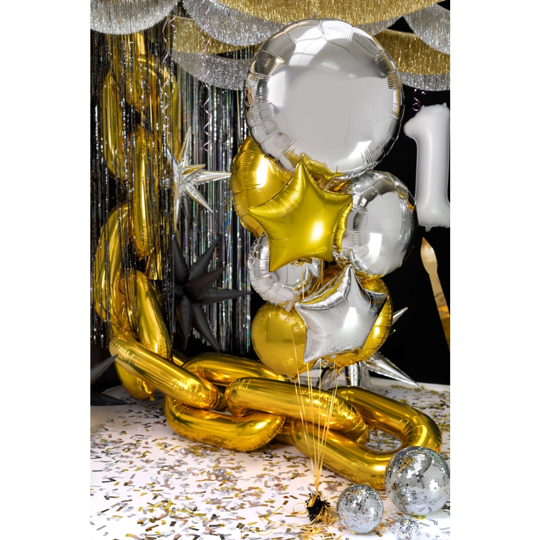 Srebrni okrogli folija balon zrcalni 45 cm za helij in zrak