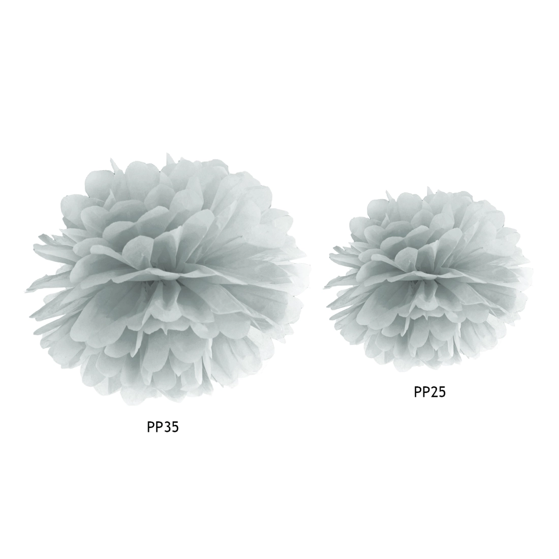 Srebrn papirnat pompon za okrasitev, 25 cm