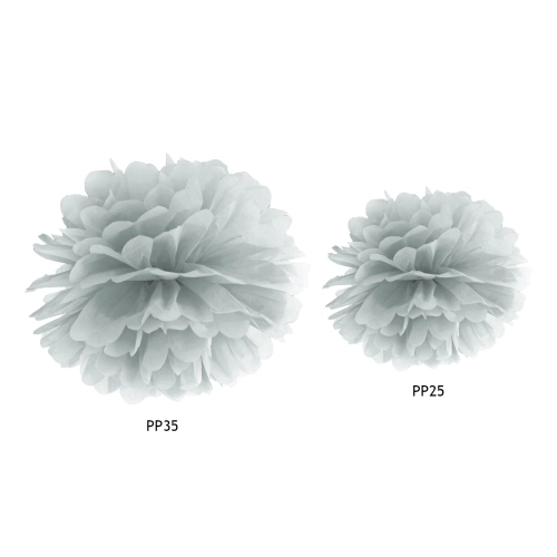 Srebrn papirnat pompon za okrasitev, 25 cm