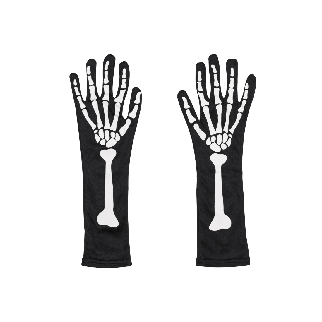 Világító csontvázas kesztyű, fekete, S/M méret, 39,5 cm