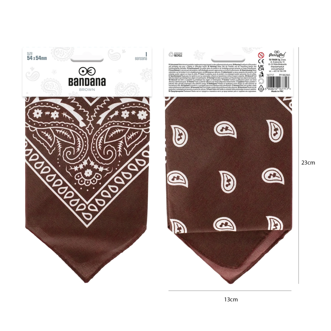 Textilná bandana hnedá na party výzdobu