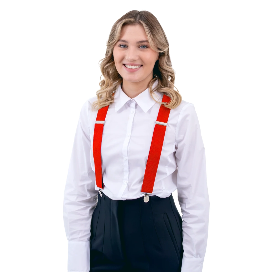 Crvene tregerice za hlače za party