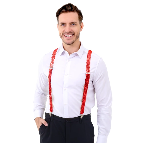 Bretelușe roșii strălucitoare cu paiete pentru petrecere