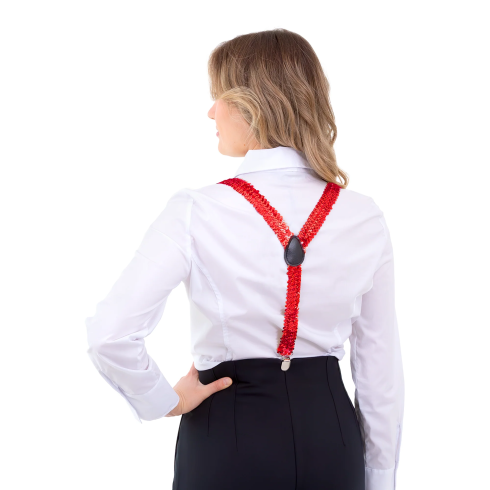 Bleščeče rdeče naramnice s flisami za zabavo