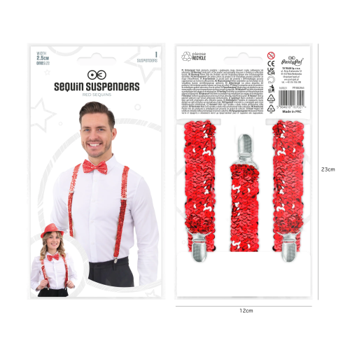 Bleščeče rdeče naramnice s flisami za zabavo