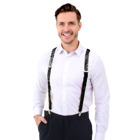 Bleščeče črne naramnice z bleščicami za zabavo