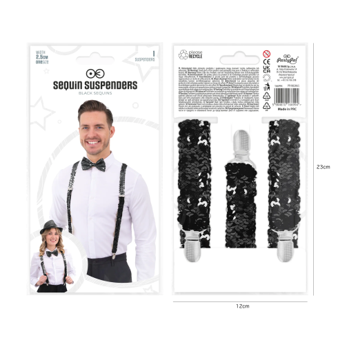 Bleščeče črne naramnice z bleščicami za zabavo