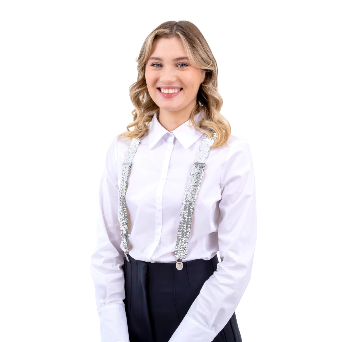 Srebrne sjajne tregerice za party