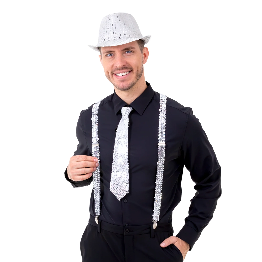 Srebrne sjajne tregerice za party