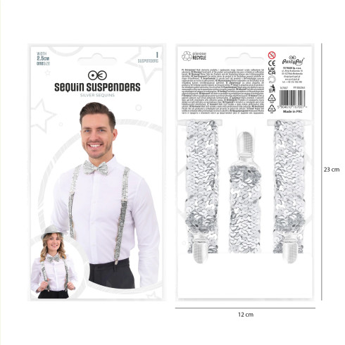 Bleščeči srebrni naramnice za zabavo