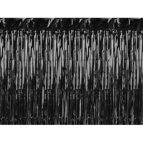 Bleščeč črn party zaves 90x250 cm – dekorativna folija za zabave Bleščeč črn party zaves 90x250 cm – dekorativna folija za zabave