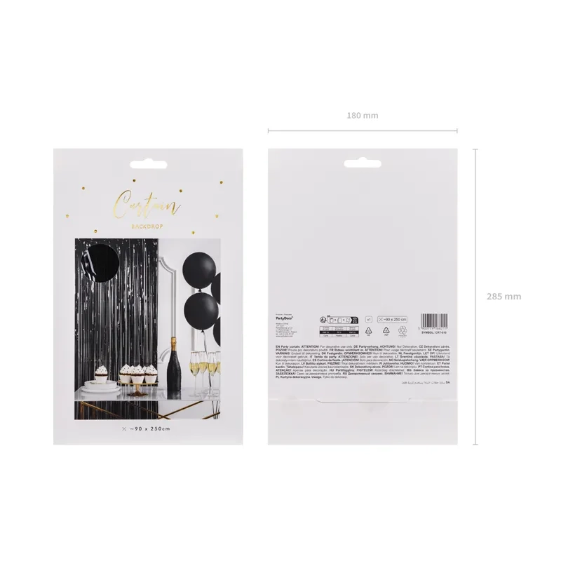 Perdea de petrecere neagră sclipitoare 90x250 cm – folie decorativă pentru evenimente