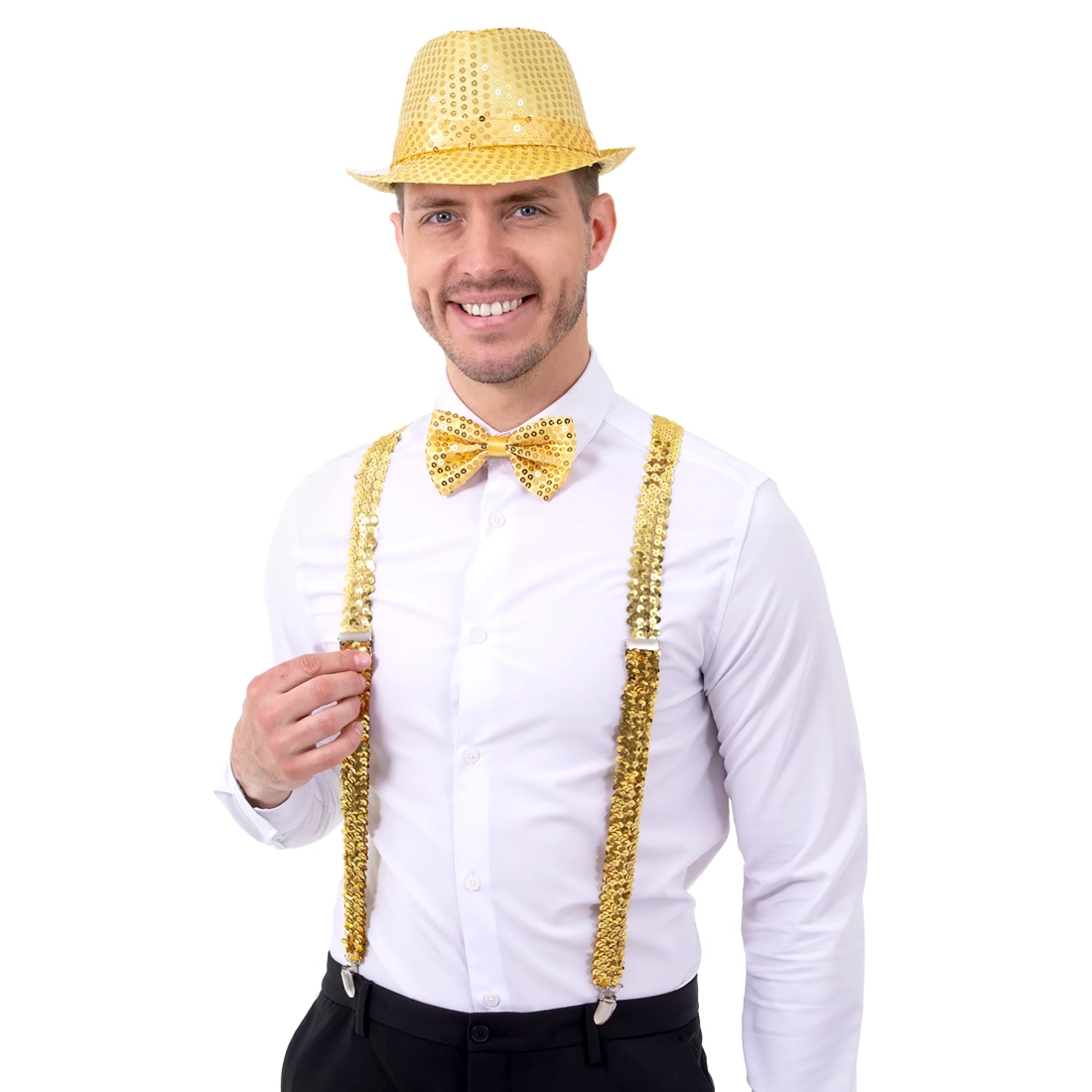 Zlatasta šljokičasta leptir mašna za party