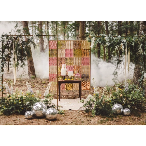 Trblietavý panel na fotostenu, štvorcový, medený, 30x30 cm