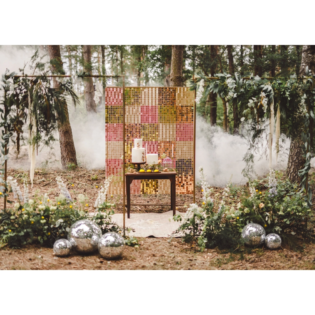 Bleščeč panel za foto steno, svetlo zlat, 30 x 30 cm, kvadraten