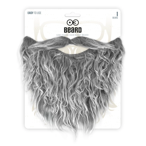 Műszakáll bajusszal, szürke, bulira